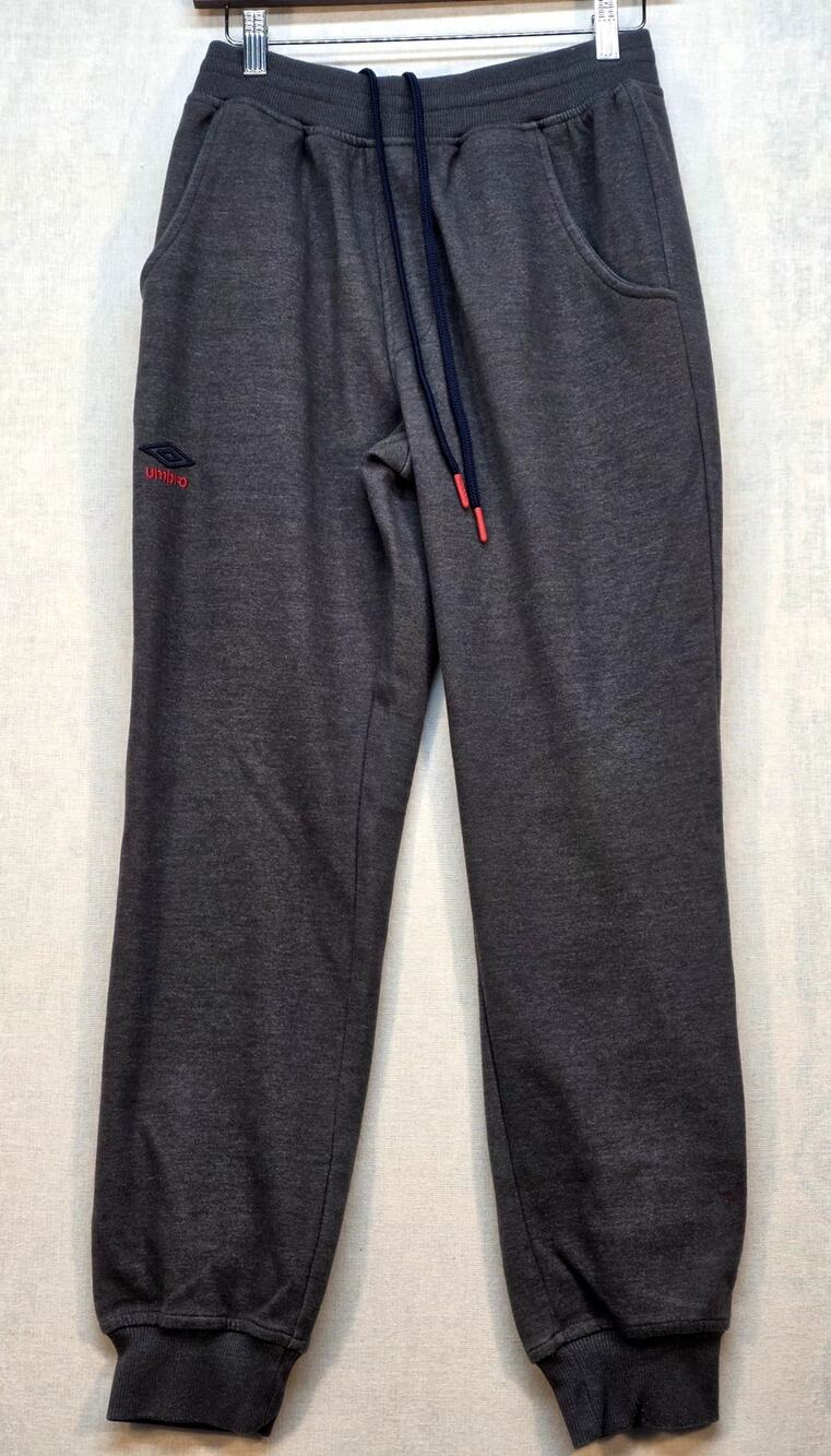 Umbro‎ Men's Jogger Sweatpants Dark Grey Charcoal Size Small Red Logo Drawstring